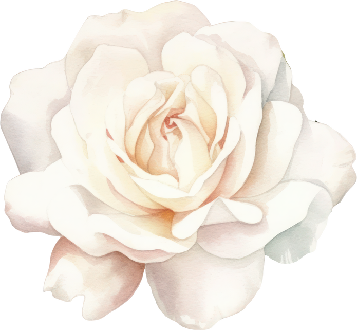 White Rose Flower Watercolor